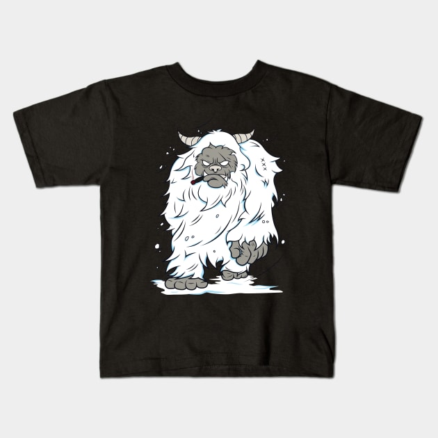 Snow Yeti White Bigfoot Kids T-Shirt by Mako Design 